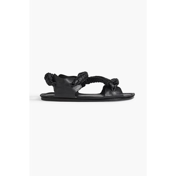 Jil Sander Shoes - Jil Sander 'Braided' Black Leather Sandals Size 8